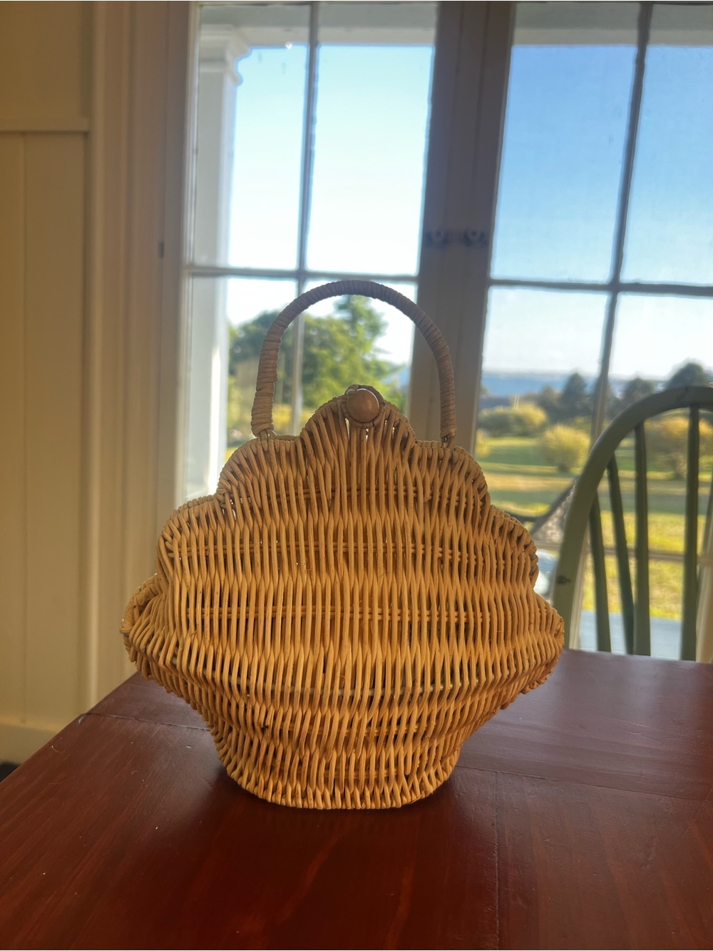 Scalloped Natural Straw Wicker Handbag - Women Bags